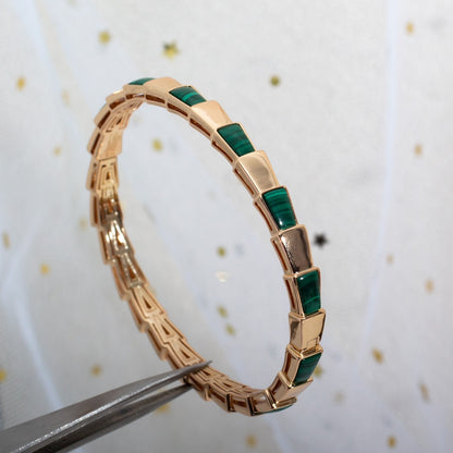 [AuraEcho Jewelry]SERPENTI BRACELET PINK GOLD MALACHITE