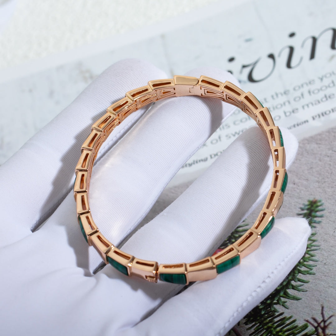 [AuraEcho Jewelry]SERPENTI BRACELET PINK GOLD MALACHITE
