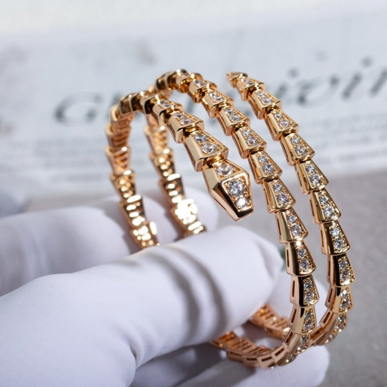 [AuraEcho Jewelry]SERPENTI BRACELET PINK GOLD DIAMOND DOUBLE ROW