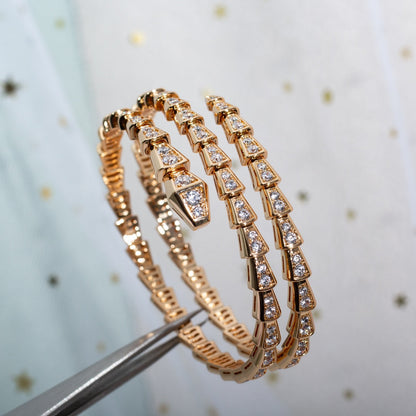 [AuraEcho Jewelry]SERPENTI BRACELET PINK GOLD DIAMOND DOUBLE ROW
