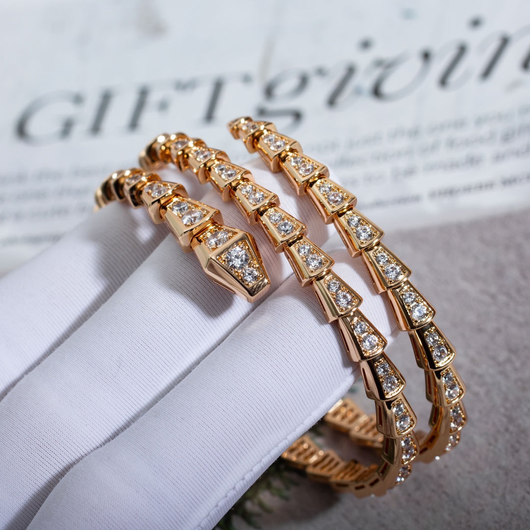 [AuraEcho Jewelry]SERPENTI BRACELET PINK GOLD DIAMOND DOUBLE ROW
