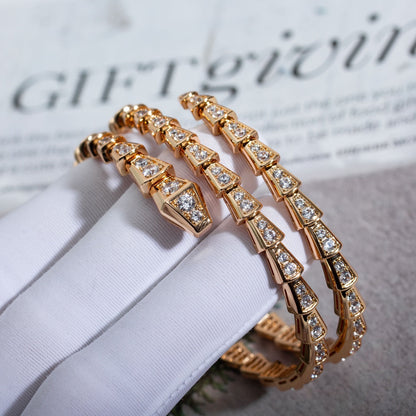 [AuraEcho Jewelry]SERPENTI BRACELET PINK GOLD DIAMOND DOUBLE ROW