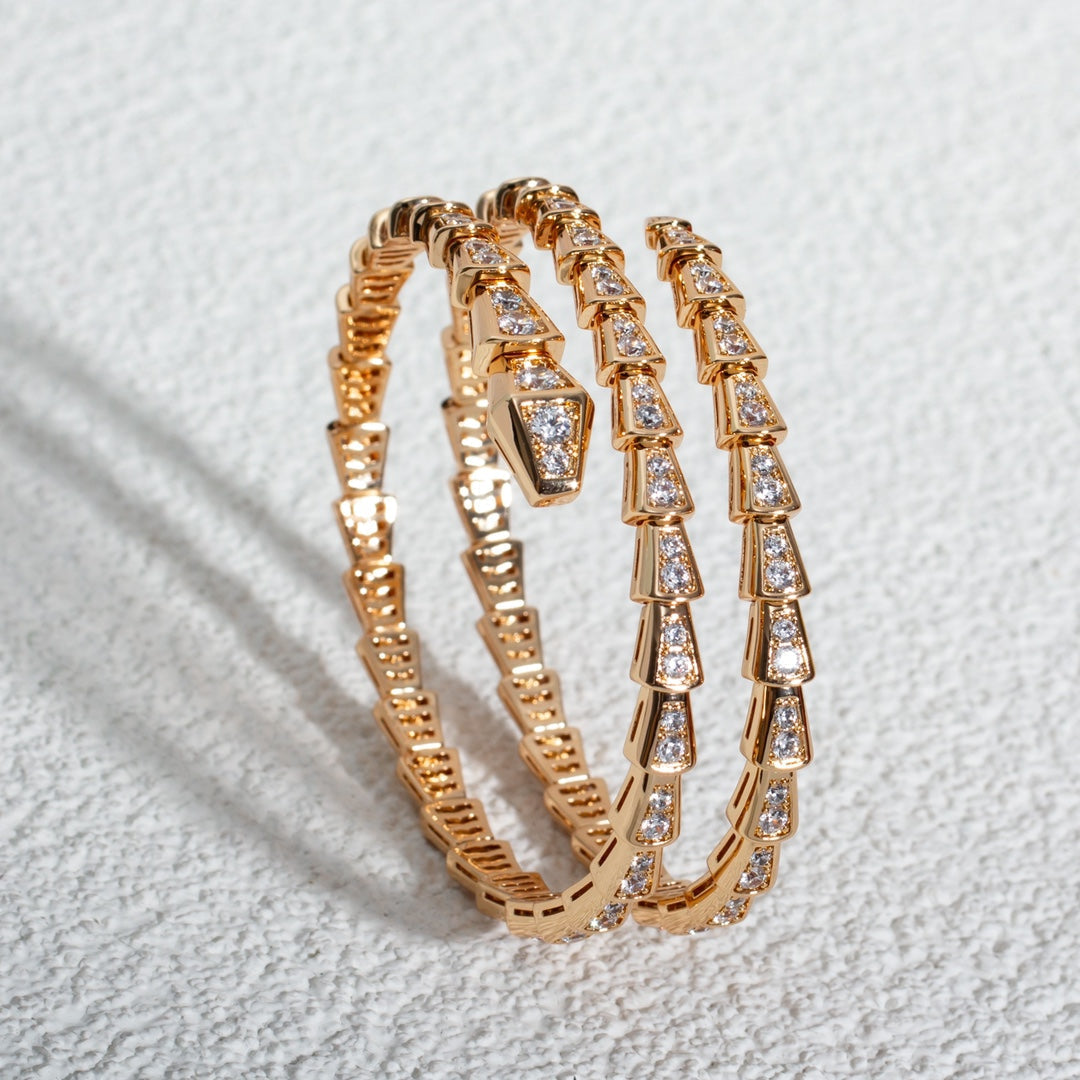 [AuraEcho Jewelry]SERPENTI BRACELET PINK GOLD DIAMOND DOUBLE ROW