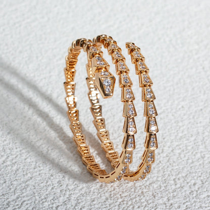 [AuraEcho Jewelry]SERPENTI BRACELET PINK GOLD DIAMOND DOUBLE ROW
