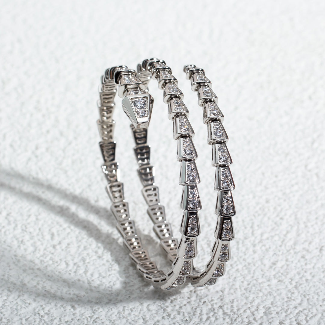 [AuraEcho Jewelry]SERPENTI BRACELET SILVER DIAMOND DOUBLE ROW