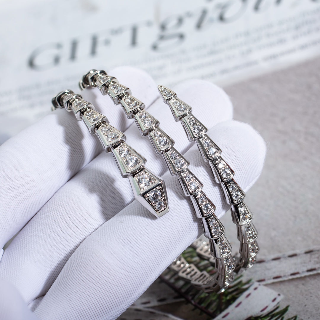 [AuraEcho Jewelry]SERPENTI BRACELET SILVER DIAMOND DOUBLE ROW