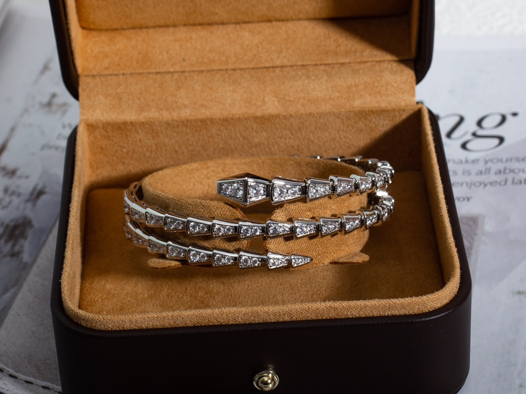 [AuraEcho Jewelry]SERPENTI BRACELET SILVER DIAMOND DOUBLE ROW