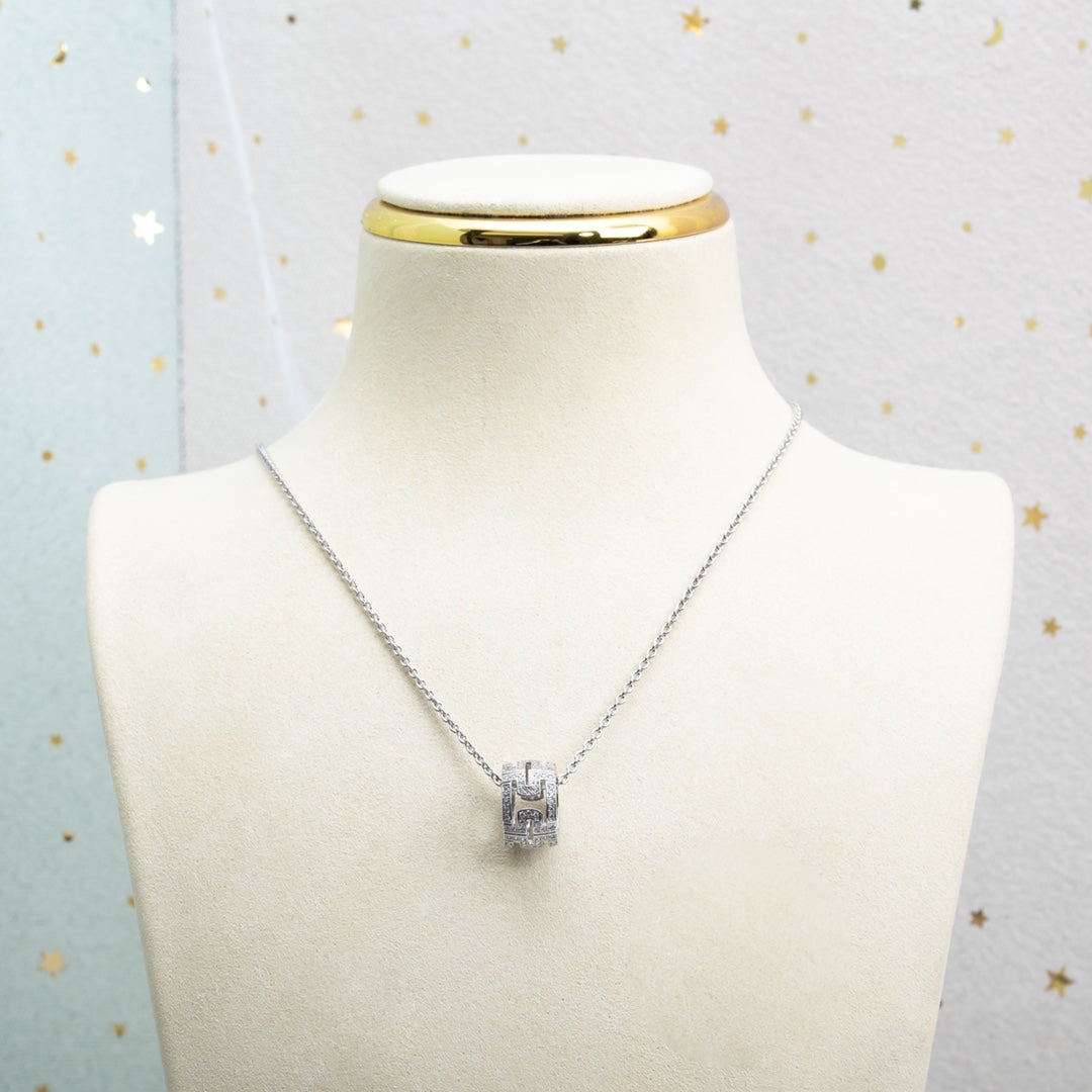 [AuraEcho Jewelry]PARENTESI NECKLACE SILVER DIAMOND