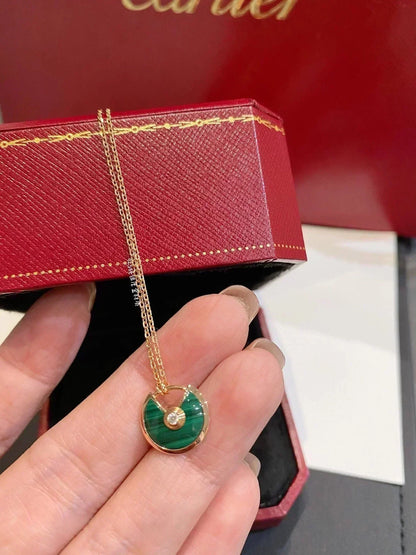 [AuraEcho Jewelry]AMULETTE ROSE GOLD MALACHITE NECKLACE
