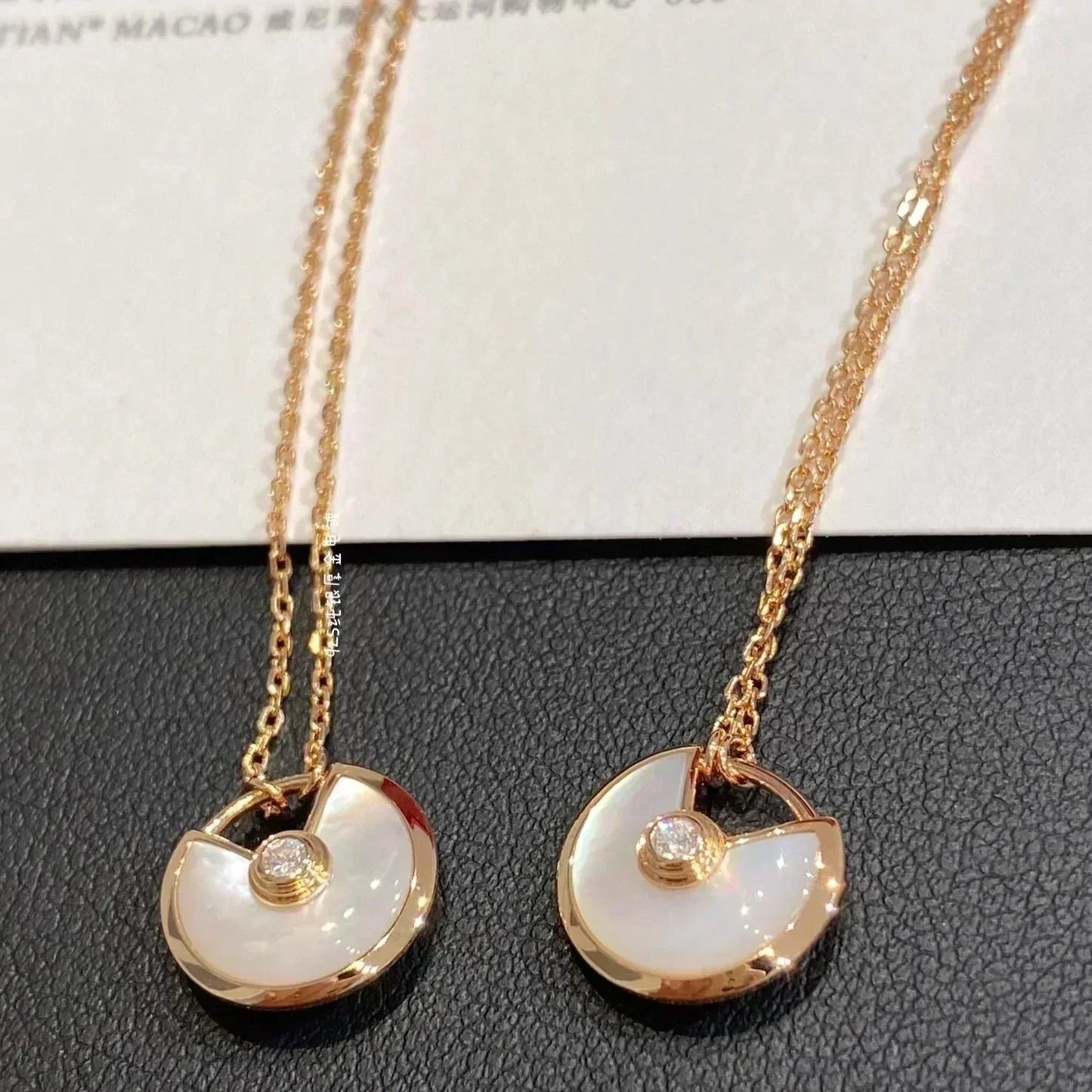[AuraEcho Jewelry]AMULETTE ROSE GOLD MOP NECKLACE