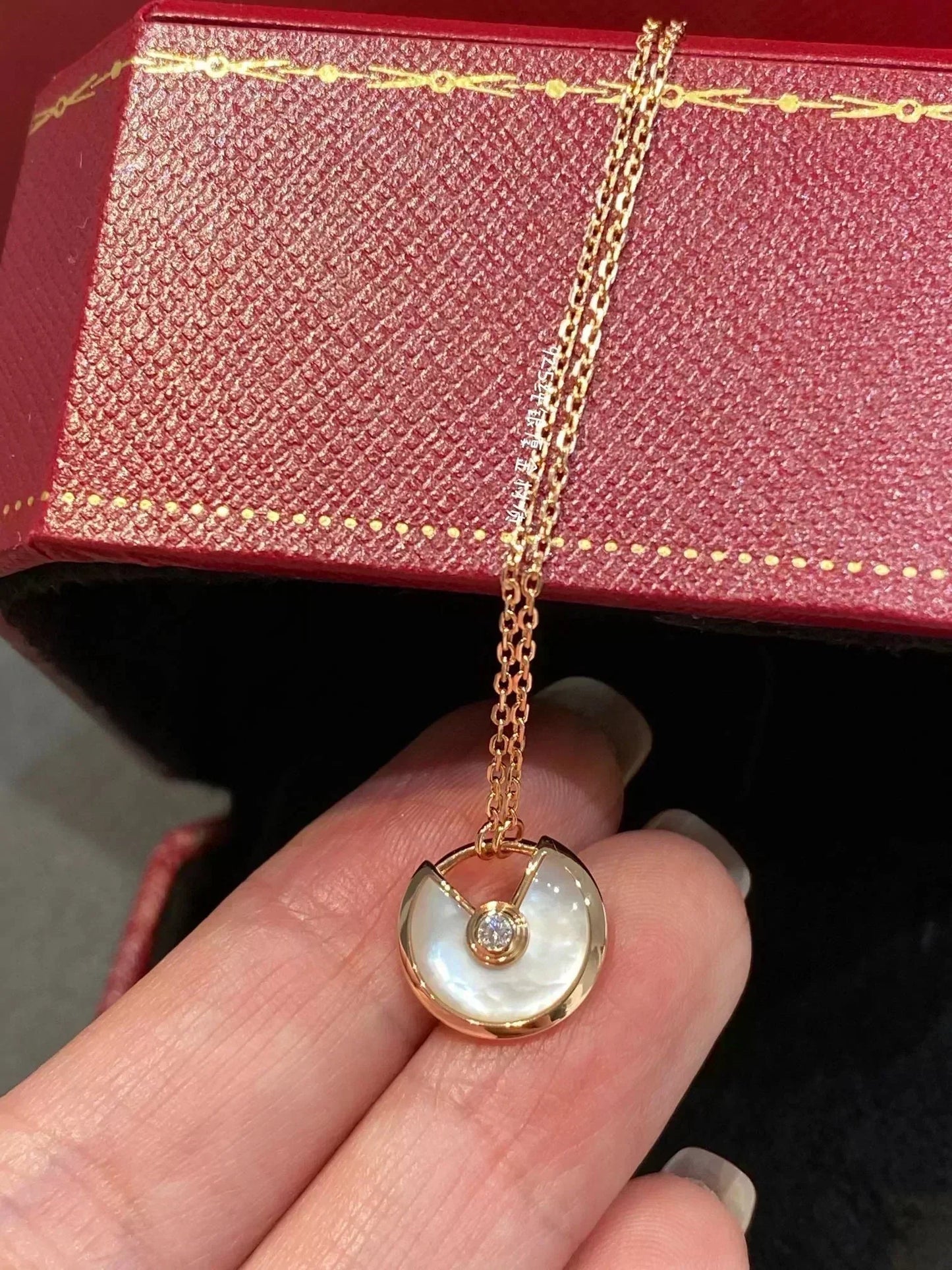 [AuraEcho Jewelry]AMULETTE ROSE GOLD MOP NECKLACE