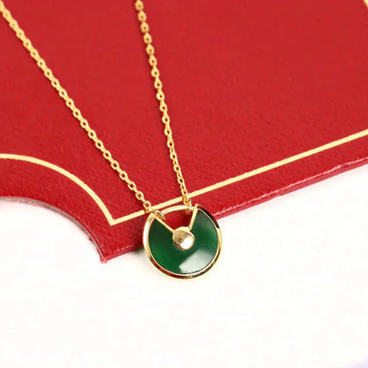 [AuraEcho Jewelry]AMULETTE GOLD MALACHITE NECKLACE