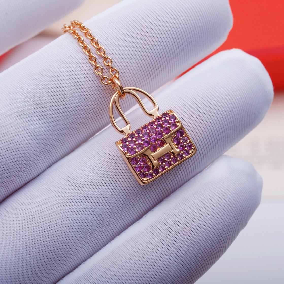 [AuraEcho Jewelry]CONSTANCE PEDANT PURPLE DIAMOND NECKLACE