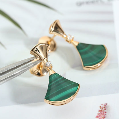 [AuraEcho Jewelry]DREAM MALACHITE PINK GOLD EARRINGS