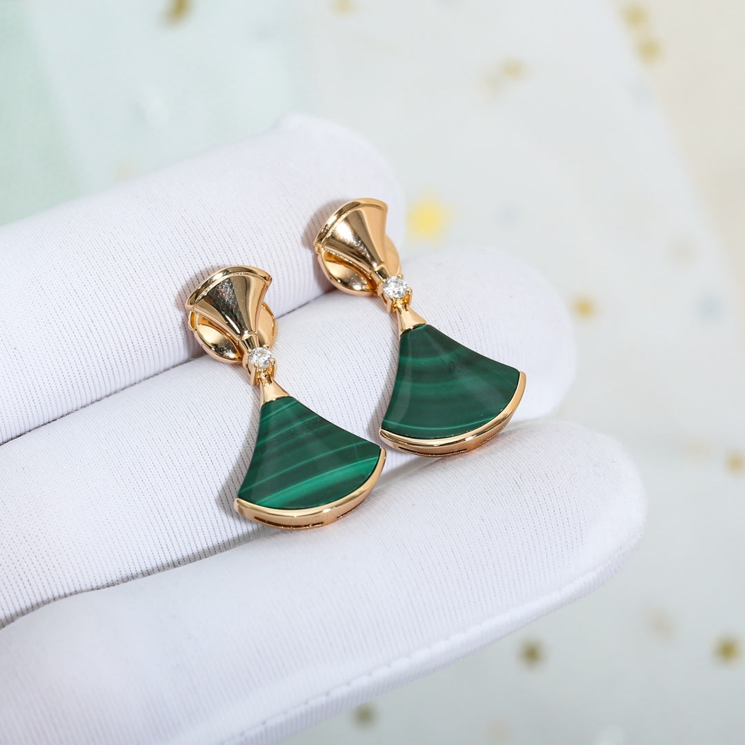 [AuraEcho Jewelry]DREAM MALACHITE PINK GOLD EARRINGS
