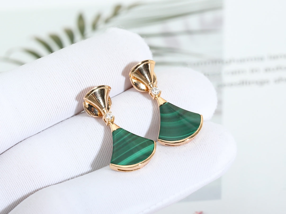 [AuraEcho Jewelry]DREAM MALACHITE PINK GOLD EARRINGS