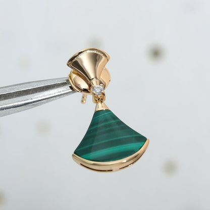 [AuraEcho Jewelry]DREAM MALACHITE PINK GOLD EARRINGS