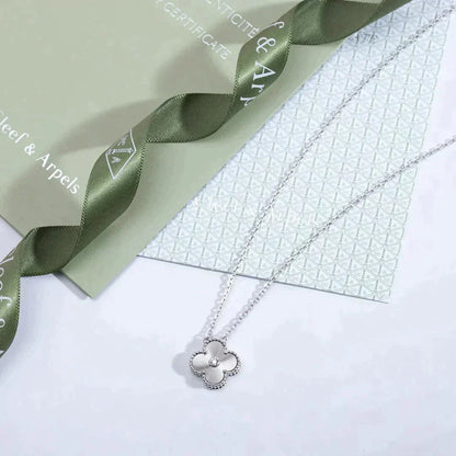 [AuraEcho Jewelry]CLOVER  15MM DIAMOND LASER NECKLACE SILVER