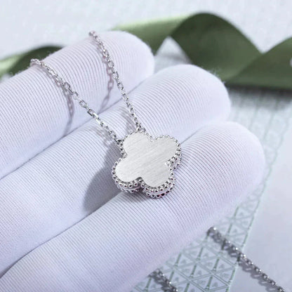 [AuraEcho Jewelry]CLOVER  15MM DIAMOND LASER NECKLACE SILVER