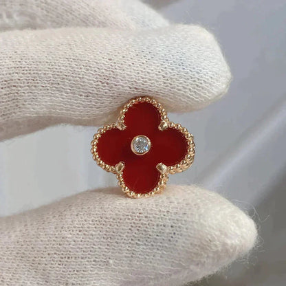 [AuraEcho Jewelry]CLOVER MEDIUM 1 MOTIFS CARNELIAN  DIAMOND earrings