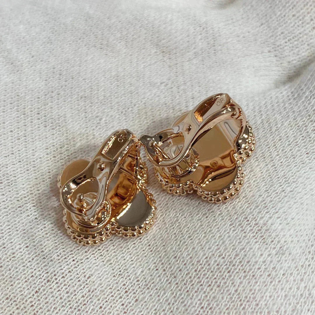 [AuraEcho Jewelry]CLOVER MEDIUM 1 MOTIFS CARNELIAN  DIAMOND earrings
