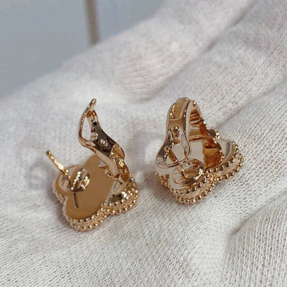 [AuraEcho Jewelry]CLOVER MEDIUM 1 MOTIFS CARNELIAN  DIAMOND earrings