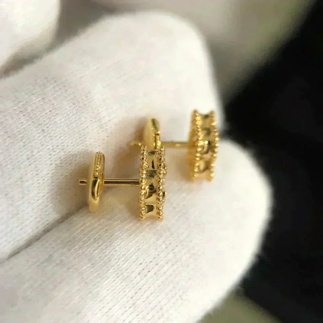 [AuraEcho Jewelry]CLOVER MINI 9.5MM MALACHITE  EARRINGS