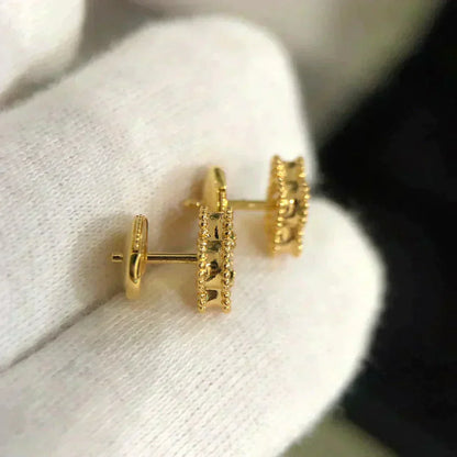[AuraEcho Jewelry]CLOVER MINI 9.5MM MALACHITE  EARRINGS