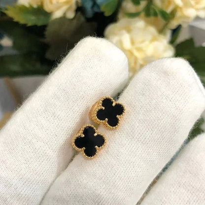 [AuraEcho Jewelry]CLOVER MINI 9.5MM BLACK MOP EARRINGS