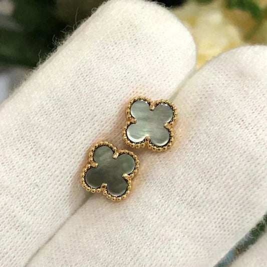 [AuraEcho Jewelry]CLOVER MINI 9.5MM GRAY MOP EARRINGS