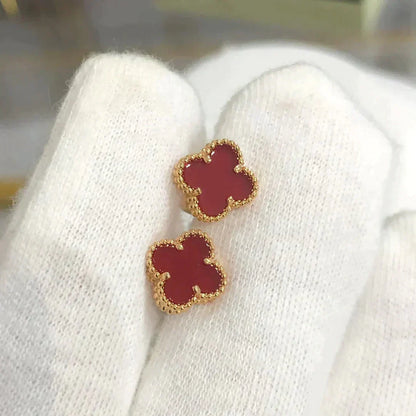 [AuraEcho Jewelry]CLOVER MINI 9.5MM CARNELIAN EARRINGS