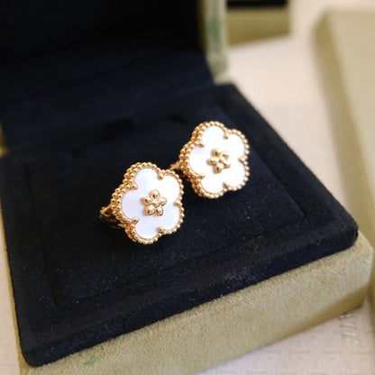 [AuraEcho Jewelry]LUCKY PINK GOLD WHITE MOP EARRINGS