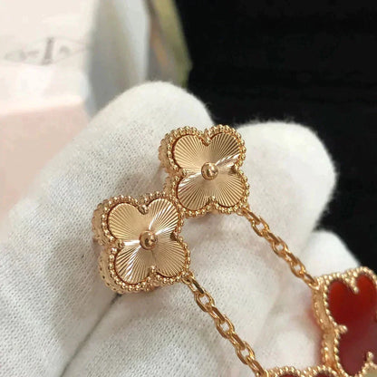 [AuraEcho Jewelry]CLOVER 2 MOTIF  LASER CARNELIAN EARRINGS