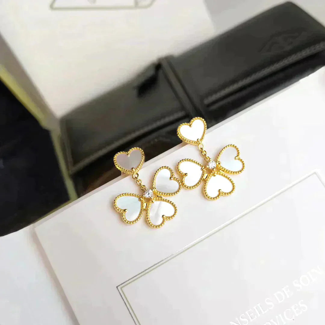 [AuraEcho Jewelry]CLOVER SWEET WHITE MOP EARRINGS