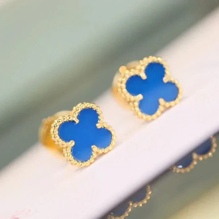 [AuraEcho Jewelry]CLOVER MINI 9.5MM TURQUOISE EARRINGS