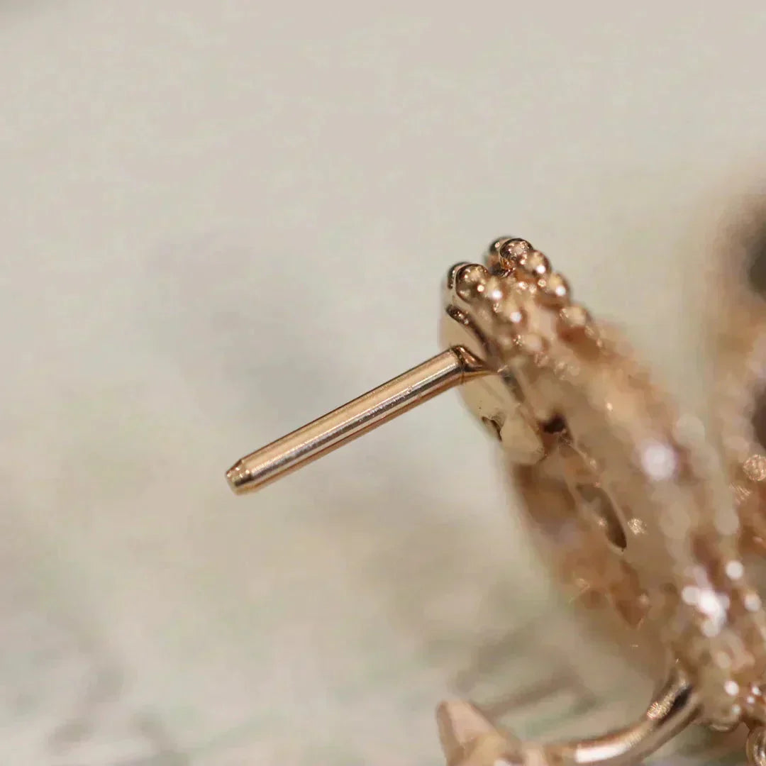 [AuraEcho Jewelry]CLOVER MEDIUM 1 MOTIFS FUll DIAMOND EARRINGS