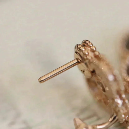[AuraEcho Jewelry]CLOVER MEDIUM 1 MOTIFS FUll DIAMOND EARRINGS