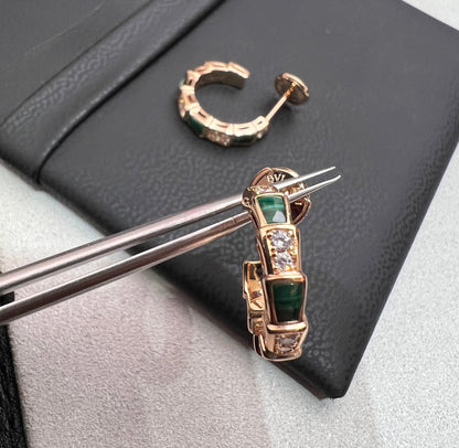 [AuraEcho Jewelry]SERPENTI MALACHITE PINK GOLD EARRINGS