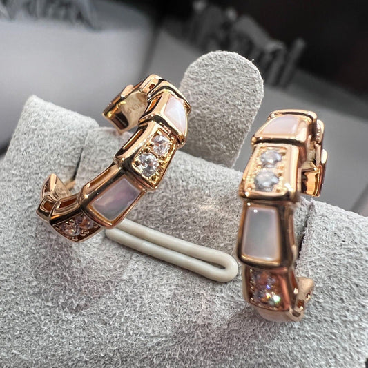[AuraEcho Jewelry]SERPENTI MOP PINK GOLD EARRINGS
