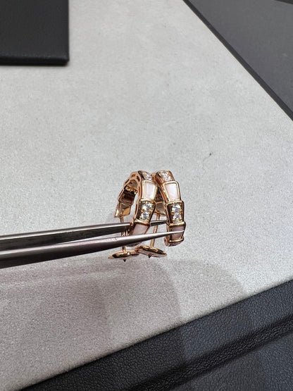 [AuraEcho Jewelry]SERPENTI MOP PINK GOLD EARRINGS
