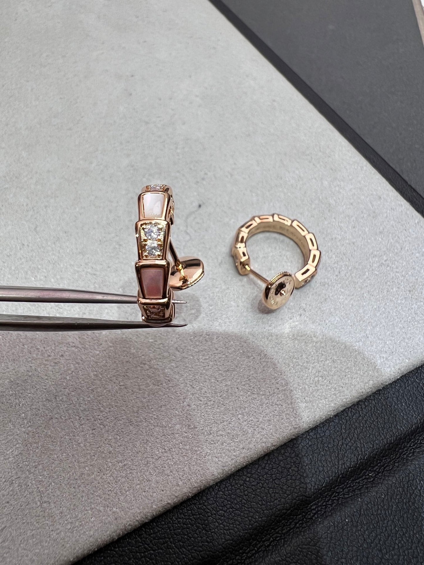 [AuraEcho Jewelry]SERPENTI MOP PINK GOLD EARRINGS