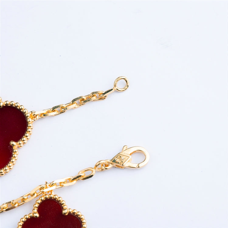 [AuraEcho Jewelry]CLOVER BRACELET 5 MOTIFS CARNELIAN TIGER EYE