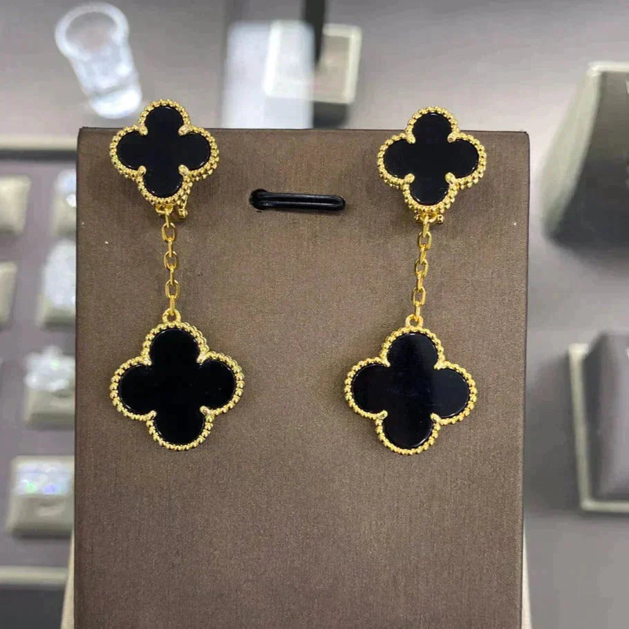 [AuraEcho Jewelry]CLOVER 2 MOTIFS  EARRINGS (MULTIPLE CHOICESC