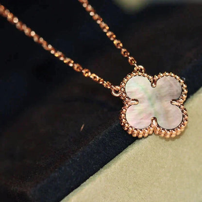 [AuraEcho Jewelry]CLOVER 15MM  GRAY MOTHER OF PEARL NECKLACE
