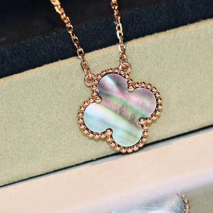 [AuraEcho Jewelry]CLOVER 15MM  GRAY MOTHER OF PEARL NECKLACE
