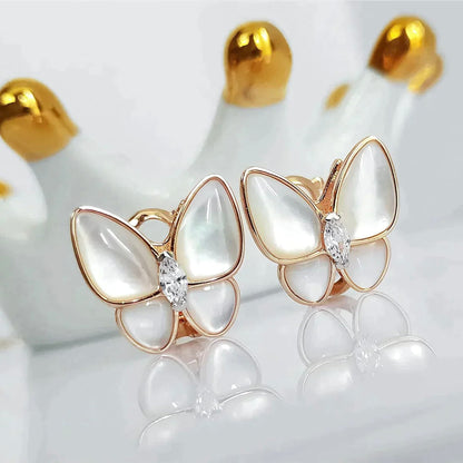 [AuraEcho Jewelry]BUTTERFLY MOP DIAMOND EARRINGS