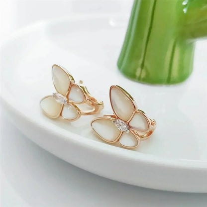 [AuraEcho Jewelry]BUTTERFLY MOP DIAMOND EARRINGS