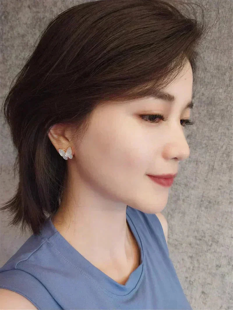 [AuraEcho Jewelry]BUTTERFLY MOP DIAMOND EARRINGS