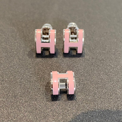 [AuraEcho Jewelry]MINI POP H SILVER EARRINGS PINK