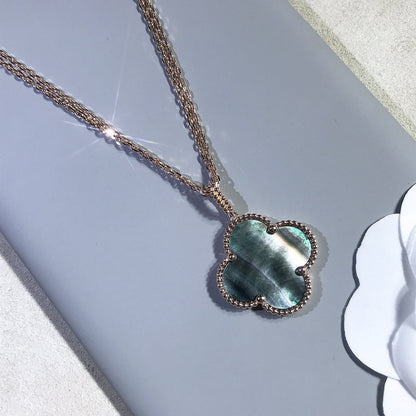 [AuraEcho Jewelry]CLOVER 25MM GOLD DARK MOP BIG CLOVER NECKLACE